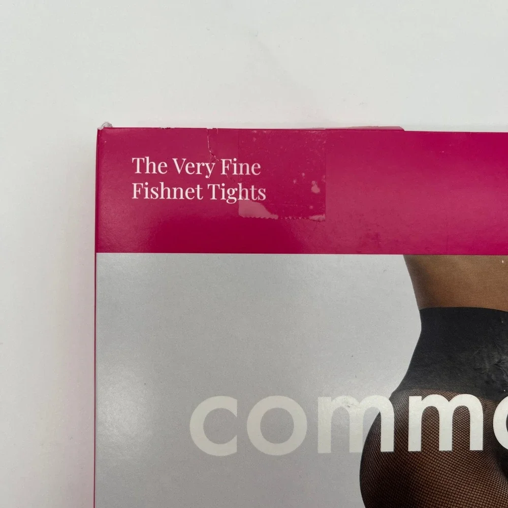 Commando‎ Tights Women L Black Very Fine Fishnet HN001 Raw-Cut Waistband NIB